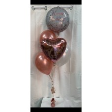 Rose Gold Happy Birthday Balloon Bouquet
